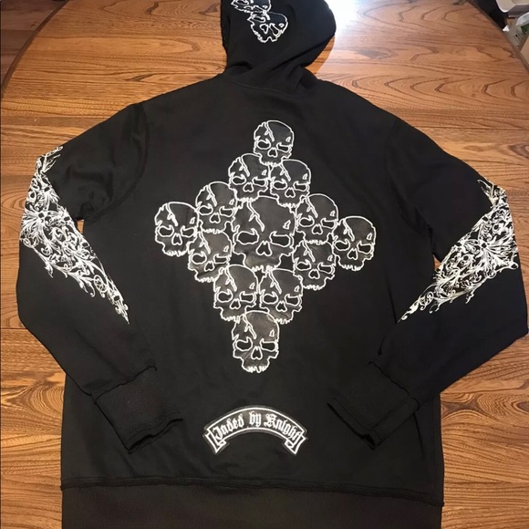 Jaded By Knight Vintage Skulls Leather Lost Angels X Large Hoodie Jacket - Picture 2 of 9